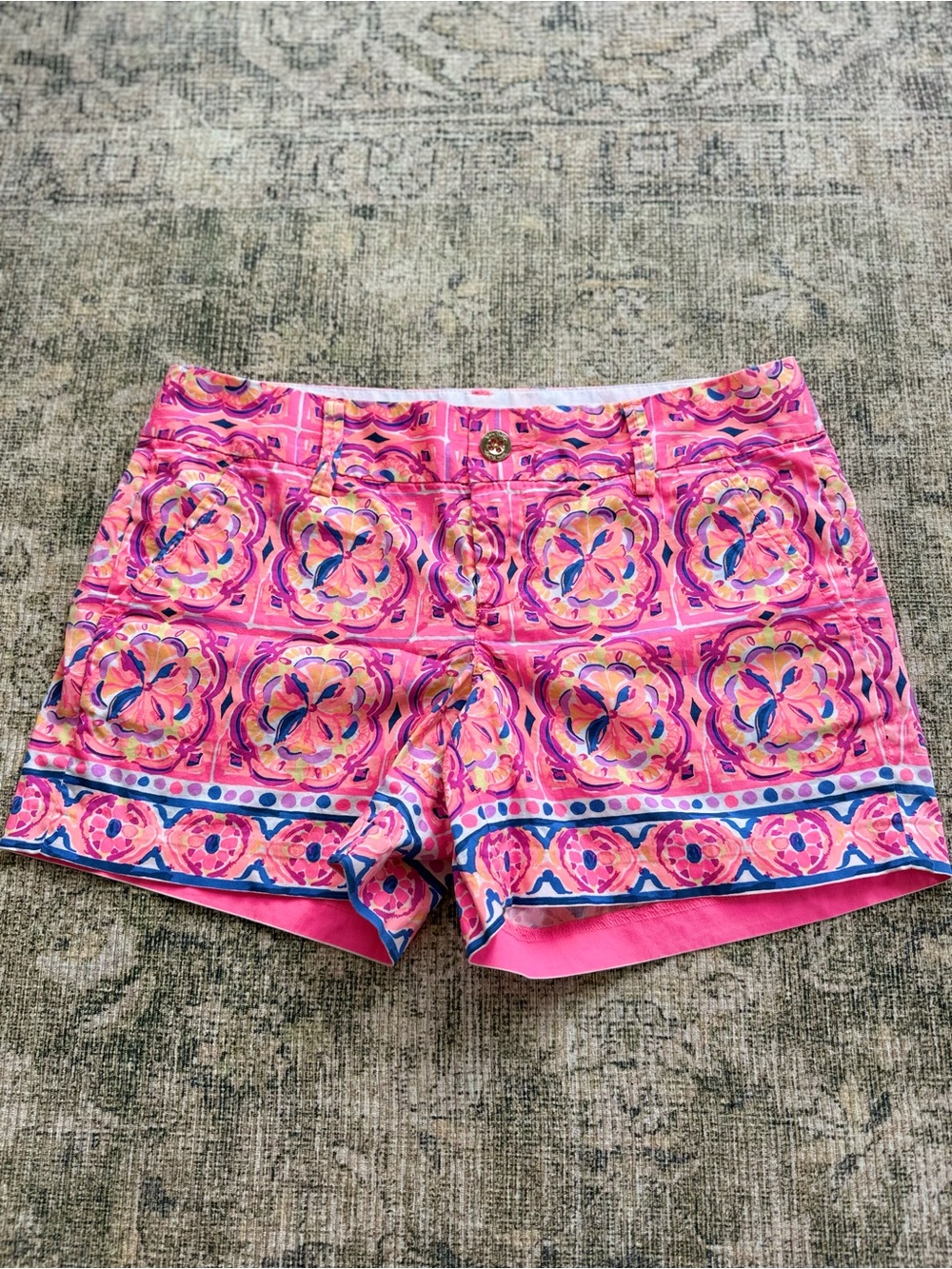 Lily Pulitzer Callahan Shorts Bright Pink Block Print 5" Inseam Summer Size 4